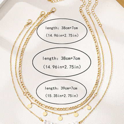 Simple and elegant irregular imitation pearl metal disc women's necklace set - Très Elite