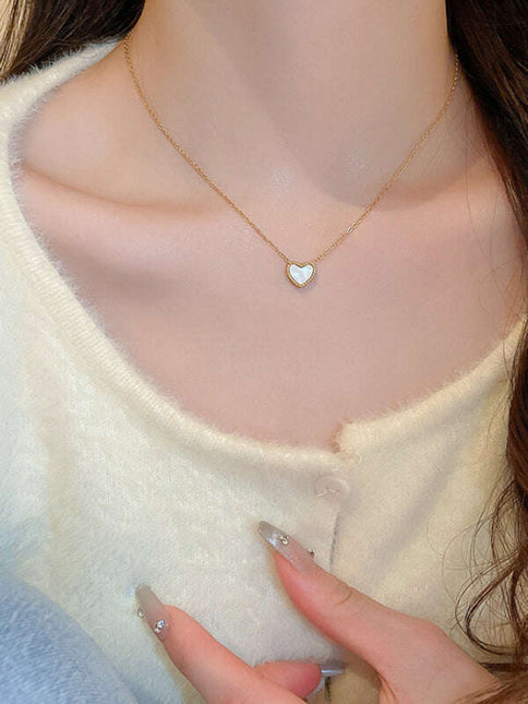 Simple temperament, fashion niche and versatile double-sided love clavicle chain necklace