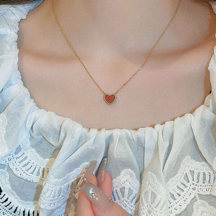 Simple temperament, fashion niche and versatile double-sided love clavicle chain necklace