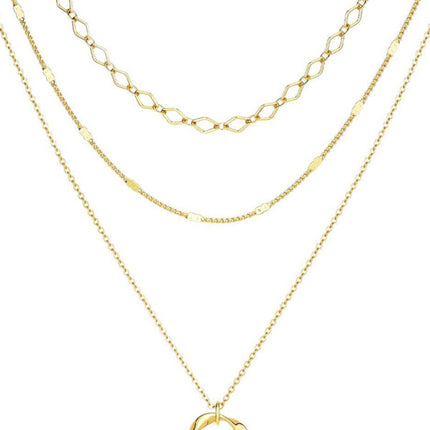Simple twisted circle pendant fashionable women's three-layer necklace - Très Elite