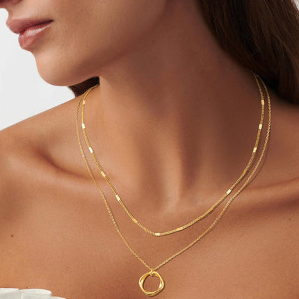 Simple twisted circle pendant fashionable women's three-layer necklace - Très Elite