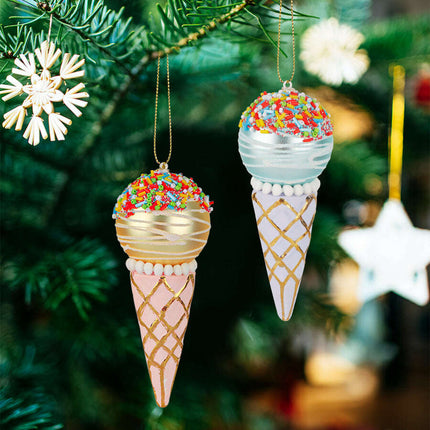 Simulation Ice Cream Christmas Tree Decorative Glass Pendant - Très Elite