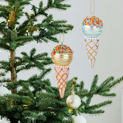 Simulation Ice Cream Christmas Tree Decorative Glass Pendant - Très Elite