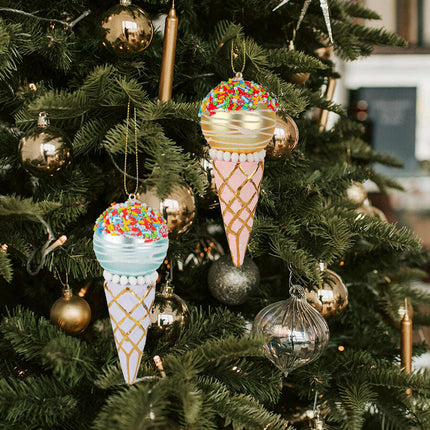 Simulation Ice Cream Christmas Tree Decorative Glass Pendant - Très Elite