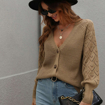 Single Breasted Solid Knit Cardigan Oversized Sweater - Très Elite