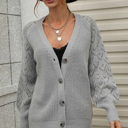 Single Breasted Solid Knit Cardigan Oversized Sweater - Très Elite