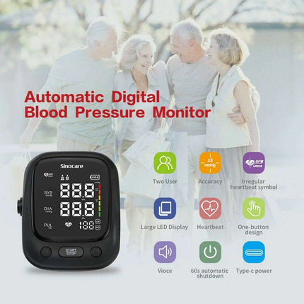 Sinocare Smart Health Blood Pressure Monitor with Heart Rate and Pulse Tracking for Home Use..