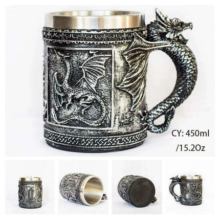 Skull Viking Pirate Tankard: Resin Steel Drinking Vessel & Decor Accent - Très Elite