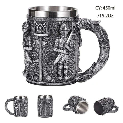 Skull Viking Pirate Tankard: Resin Steel Drinking Vessel & Decor Accent - Très Elite