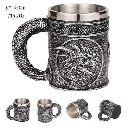Skull Viking Pirate Tankard: Resin Steel Drinking Vessel & Decor Accent - Très Elite