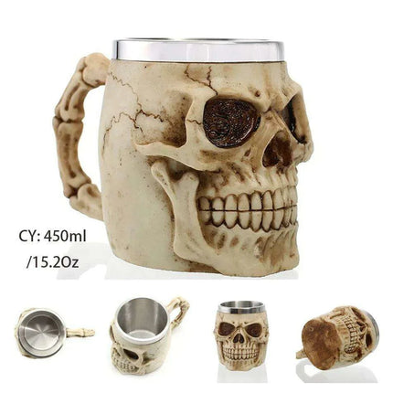 Skull Viking Pirate Tankard: Resin Steel Drinking Vessel & Decor Accent - Très Elite