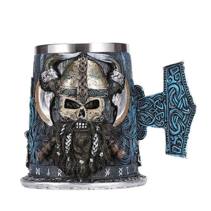 Skull Viking Pirate Tankard: Resin Steel Drinking Vessel & Decor Accent - Très Elite