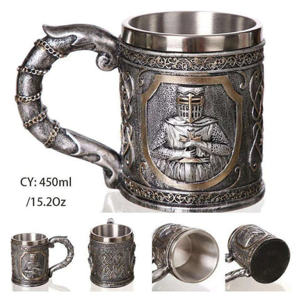 Skull Viking Pirate Tankard: Resin Steel Drinking Vessel & Decor Accent - Très Elite