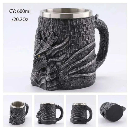 Skull Viking Pirate Tankard: Resin Steel Drinking Vessel & Decor Accent - Très Elite