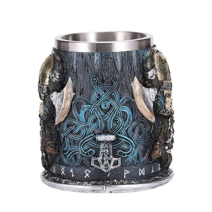 Skull Viking Pirate Tankard: Resin Steel Drinking Vessel & Decor Accent - Très Elite