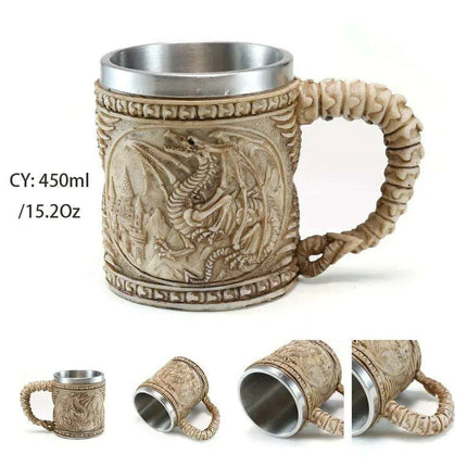 Skull Viking Pirate Tankard: Resin Steel Drinking Vessel & Decor Accent - Très Elite
