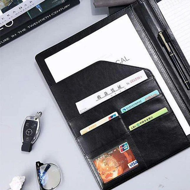 Sleek A4 Leather Business Portfolio Organizer for Professionals