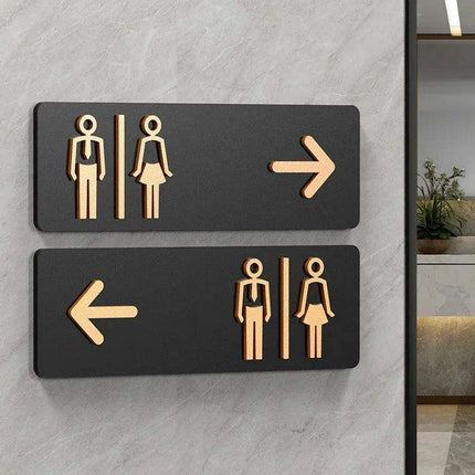 Sleek Acrylic Restroom Signs: Modern Directional Set for Men's and Women's Bathrooms - Très Elite