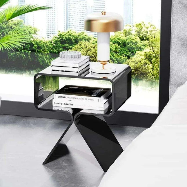 Sleek Black Acrylic Nightstand - Modern Design for Elegant Home Decor