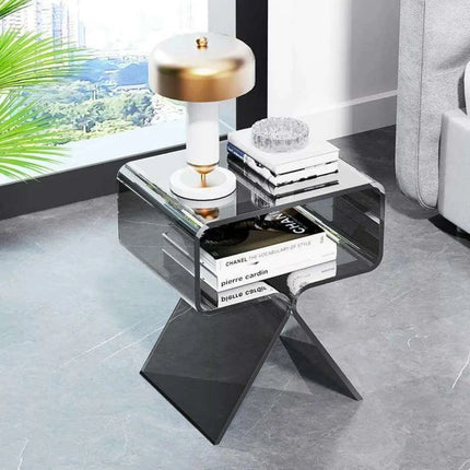 Sleek Black Acrylic Nightstand - Modern Design for Elegant Home Decor - Très Elite