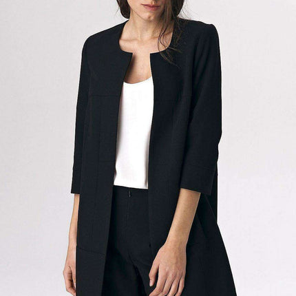 Sleek Black Longline Coat Effortless Elegance Chic Style - Très Elite