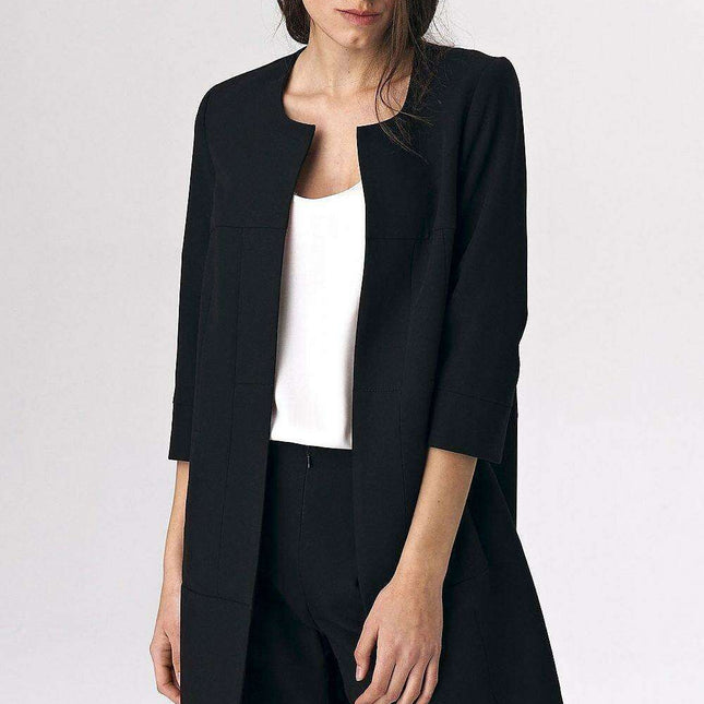 Sleek Black Longline Coat Effortless Elegance Chic Style