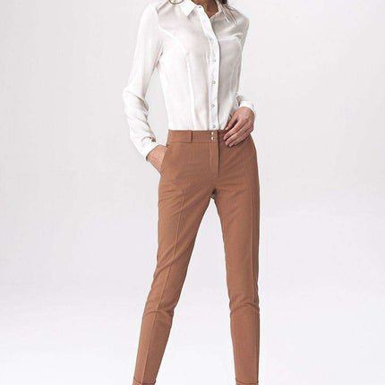 Sleek Black Tailored Trousers Modern Press Stud Detail Nife - Très Elite