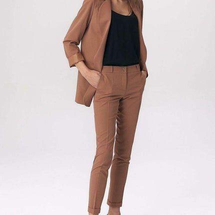 Sleek Black Tailored Trousers Modern Press Stud Detail Nife - Très Elite