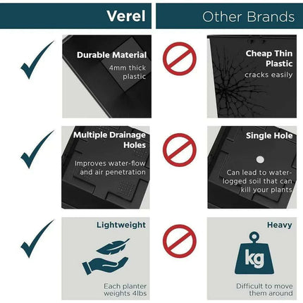 Sleek Black Tall Planters Set - 24-Inch Outdoor Flower Pot Collection..