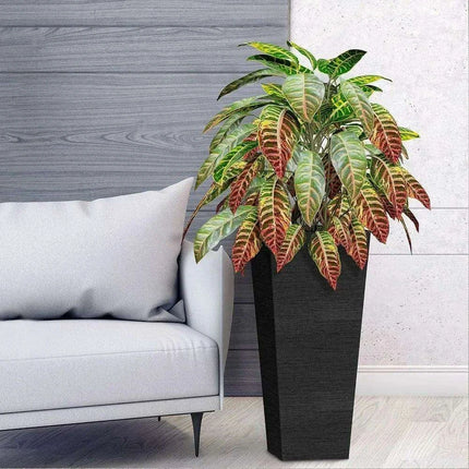 Sleek Black Tall Planters Set - 24-Inch Outdoor Flower Pot Collection..