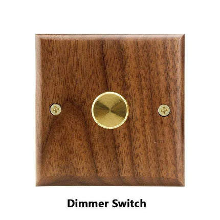 Sleek Black Walnut Electrical Panel with USB Ports, Adjustable LED Ambiance, and Contemporary Toggle Features..