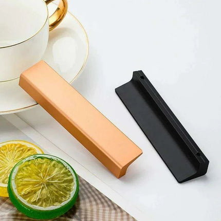 Sleek Black and Gold Aluminum Cabinet Handle Set - 3 Pieces..