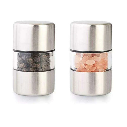 Sleek Ceramic-Grinding Stainless Steel Salt and Pepper Mill Set for Effortless Seasoning - Très Elite