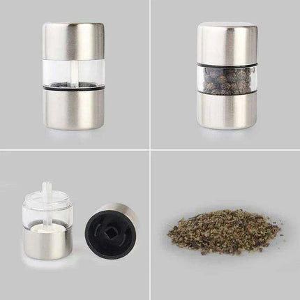 Sleek Ceramic-Grinding Stainless Steel Salt and Pepper Mill Set for Effortless Seasoning - Très Elite