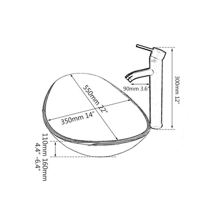 Sleek Chrome Faucet and Oval Glass Sink Ensemble with Pop-Up Drain Assembly..