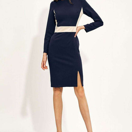 Sleek Contrast Embellished Dress For A Stunning Office Look - Très Elite