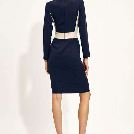 Sleek Contrast Embellished Dress For A Stunning Office Look - Très Elite
