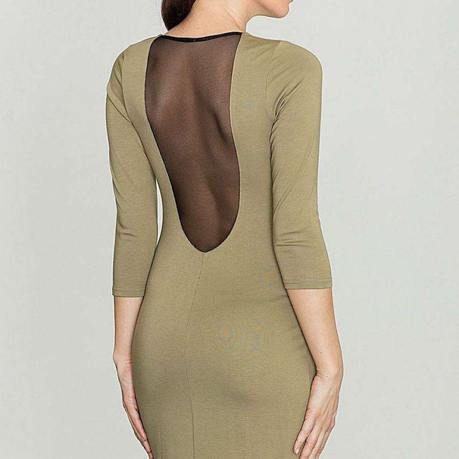 Sleek Curvy Cut Mini Dress with Mesh Back Detail