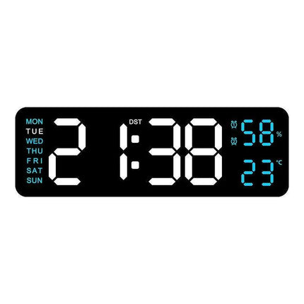 Sleek Digital LED Alarm Clock with Weather Display - Adjustable Brightness, Dual Alarms, and Wall-Mountable Design..