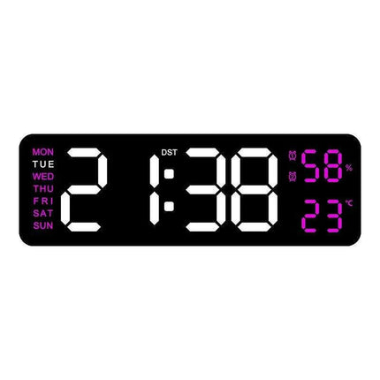 Sleek Digital LED Alarm Clock with Weather Display - Adjustable Brightness, Dual Alarms, and Wall-Mountable Design..