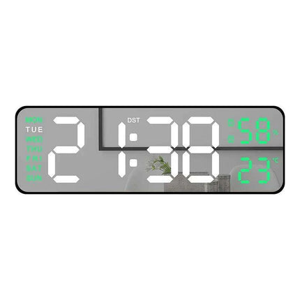 Sleek Digital LED Alarm Clock with Weather Display - Adjustable Brightness, Dual Alarms, and Wall-Mountable Design..