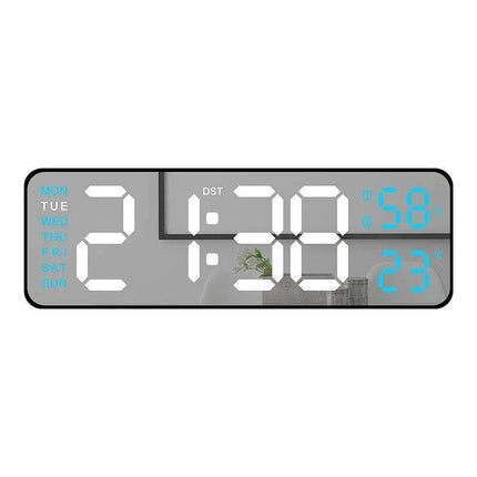 Sleek Digital LED Alarm Clock with Weather Display - Adjustable Brightness, Dual Alarms, and Wall-Mountable Design..