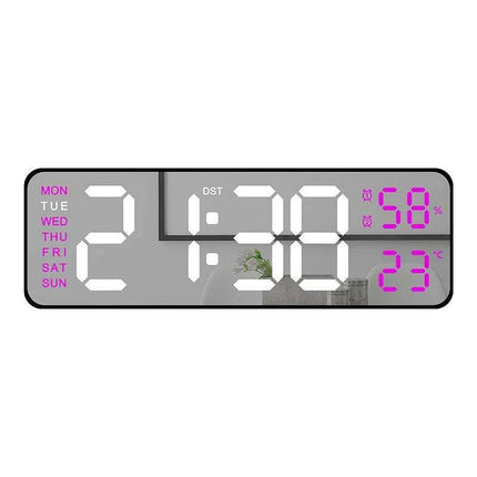Sleek Digital LED Alarm Clock with Weather Display - Adjustable Brightness, Dual Alarms, and Wall-Mountable Design..