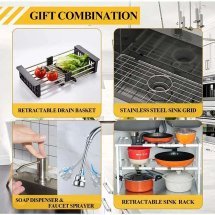 Sleek Dual-Basin Gourmet Stainless Steel Kitchen Sink Set with Effortless Cleanup Design - Très Elite