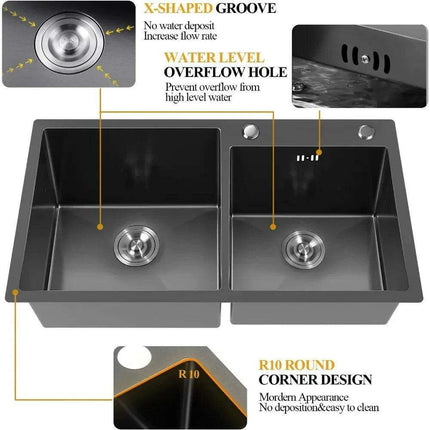 Sleek Dual-Basin Gourmet Stainless Steel Kitchen Sink Set with Effortless Cleanup Design - Très Elite