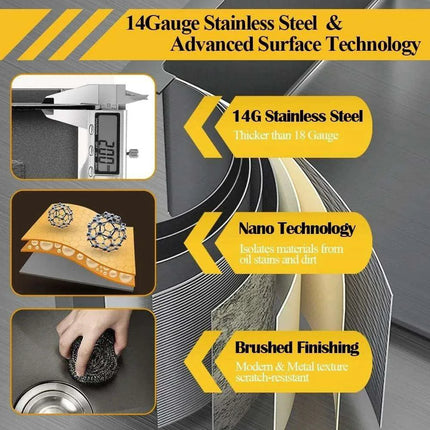 Sleek Dual-Basin Gourmet Stainless Steel Kitchen Sink Set with Effortless Cleanup Design - Très Elite
