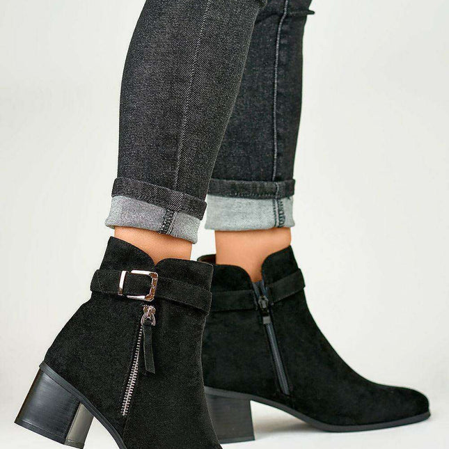 Sleek Eco-Friendly Heeled Booties with Plush Faux Fur Interior - Très Elite