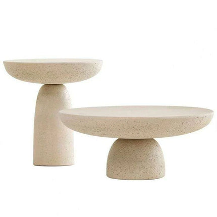 Sleek Grey Marble Nesting Coffee Table with Stylish Black Travertine Base for Contemporary Spaces - Très Elite