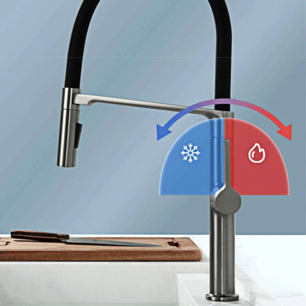 Sleek Gunmetal Gray Kitchen Faucet with Magnetic Docking, Easy Single Handle Control for Hot & Cold Water - Très Elite