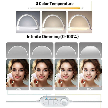 Sleek Half-Moon LED Nail Lamp with Customizable Brightness and Glamorous Rhinestone Design for Salon Professionals - Très Elite